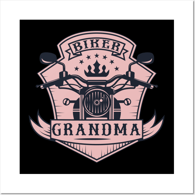 Biker Grandma Pink Motorcycle Granny Wall Art by EPDROCKS